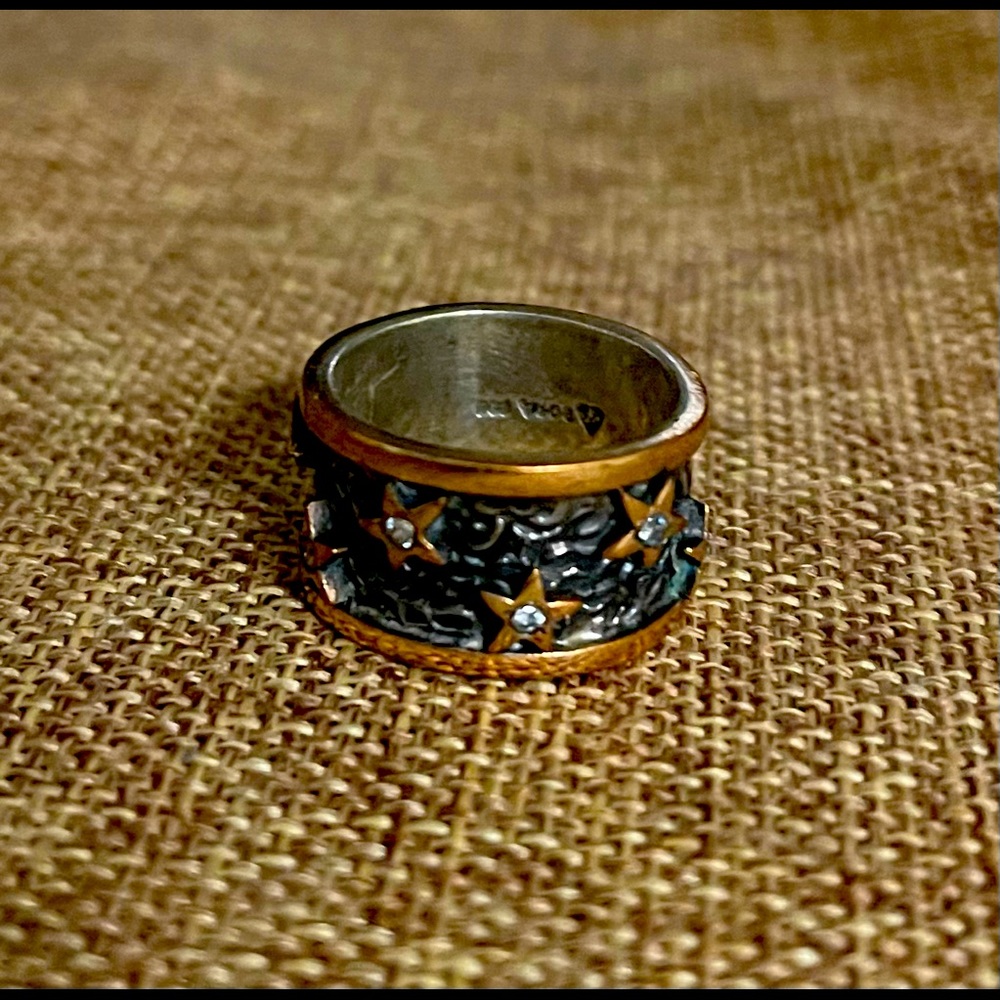 Copper & Silver Ring CZ Stars
